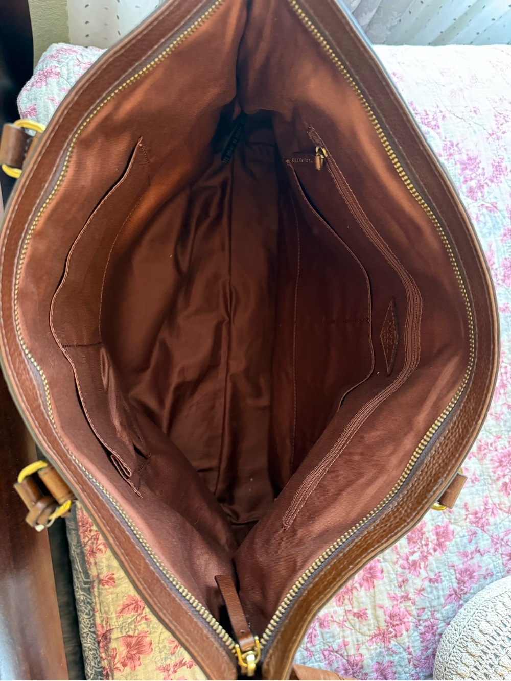 Fossil Brown Croc-Embossed Leather Tote - Picture 5 of 7